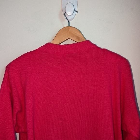 VINTAGE Pink Cable Knit Lambswool & Angora Crewneck Long Sweater Size Large - Picture 3 of 14